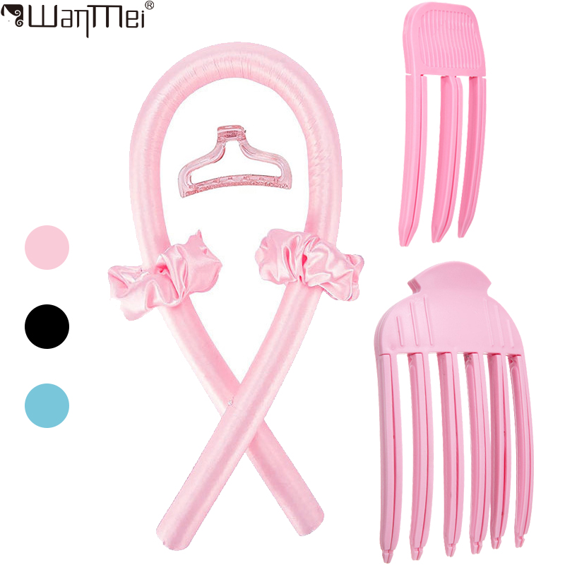 Hair Curling Wand - 熱を使わないカーリングロッドヘッドバンド、ボリュームアップヘアクリップセット、ふわふわヘアピン、ソフトカールと前髪、女性用ヘアスタイリングアクセサリー