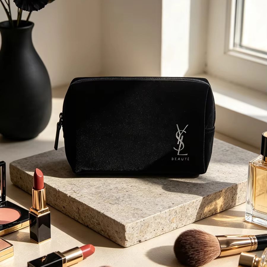 Ysl Beauty Makeup - YSLのバッグ ブラックプリント化粧品収納バッグ 高級多機能ポータブルジッパーメイクアップポーチ 毎日の仕事、旅行、学校に最適
