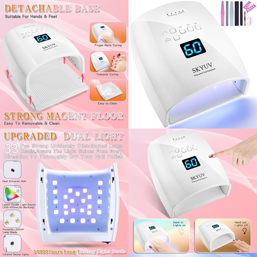 Gel Nail Polish - 充電式高速乾燥UV LEDネイルランプ、LEDネイルドライヤー ジェルポリッシュライト ネイルポリッシュ硬化用LEDネイルドライヤー 自動センサー付き