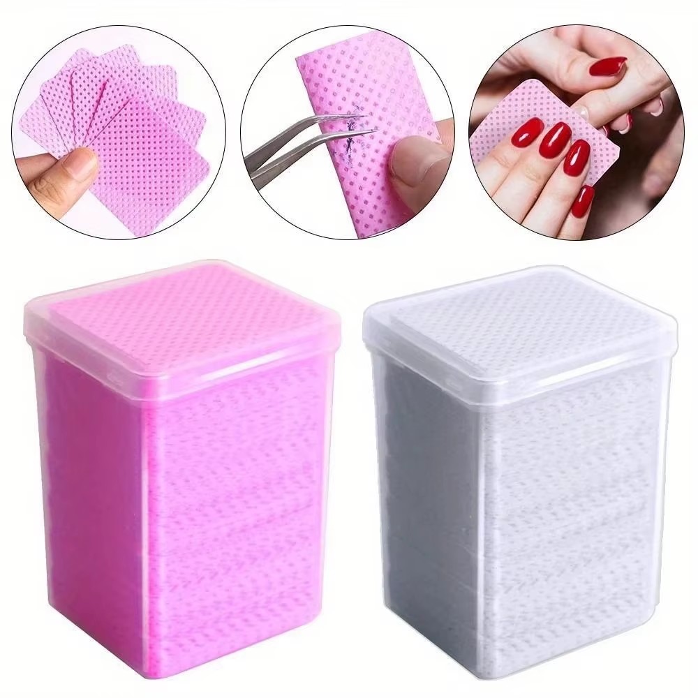 Gel Nail Polish - 200枚入り ピンクの糸くずの出ないネイルポリッシュリムーバーワイプ UVジェルグルー除去用コットンパッド マニキュア＆メイクアップクリーニングツール用