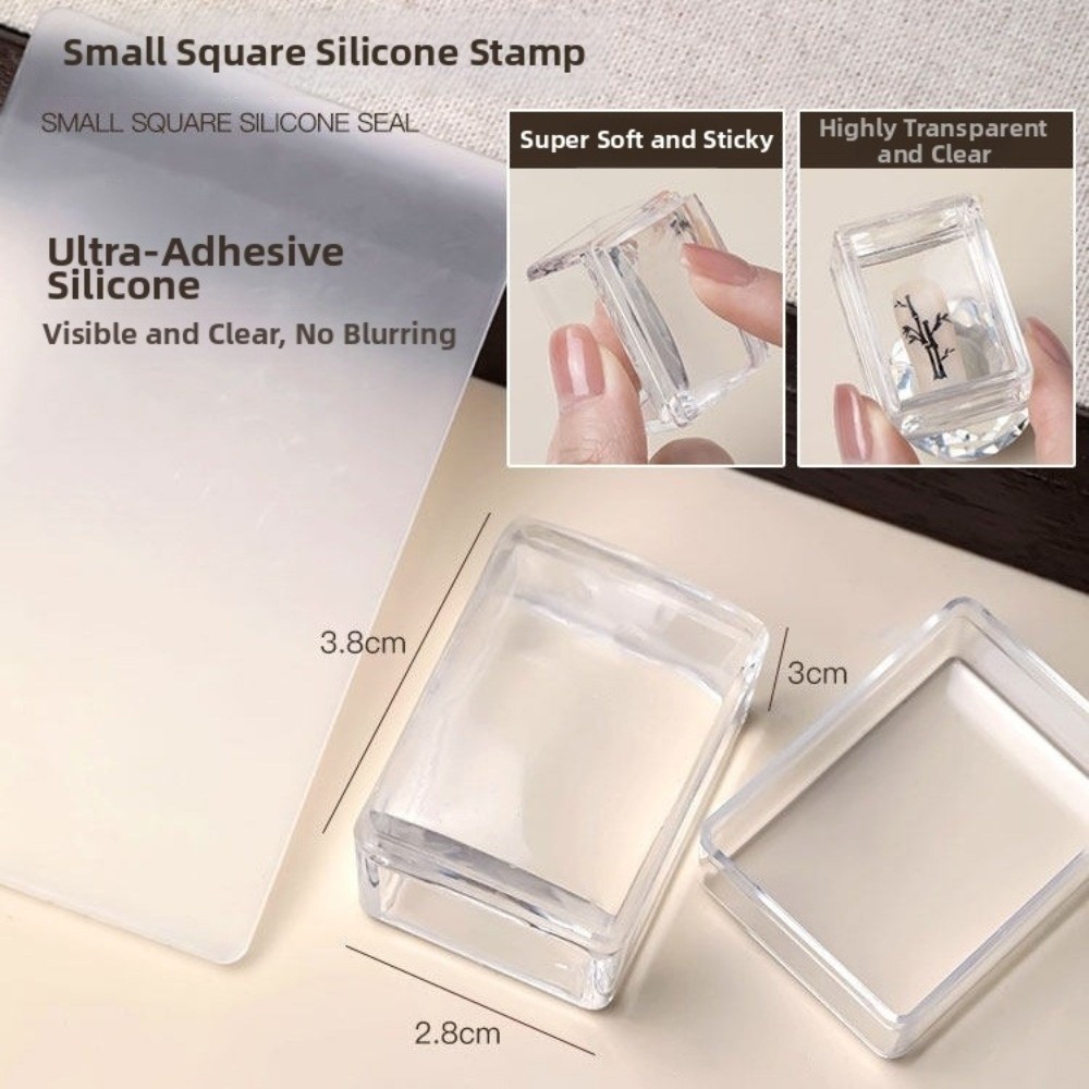 Nail Art Stamping Kit - 新しい透明ネイルアートスタンピングプレート 再利用可能なフレンチシリコンネイルスタンパー スクエアDIYネイルステンシルテンプレート マニキュアツール