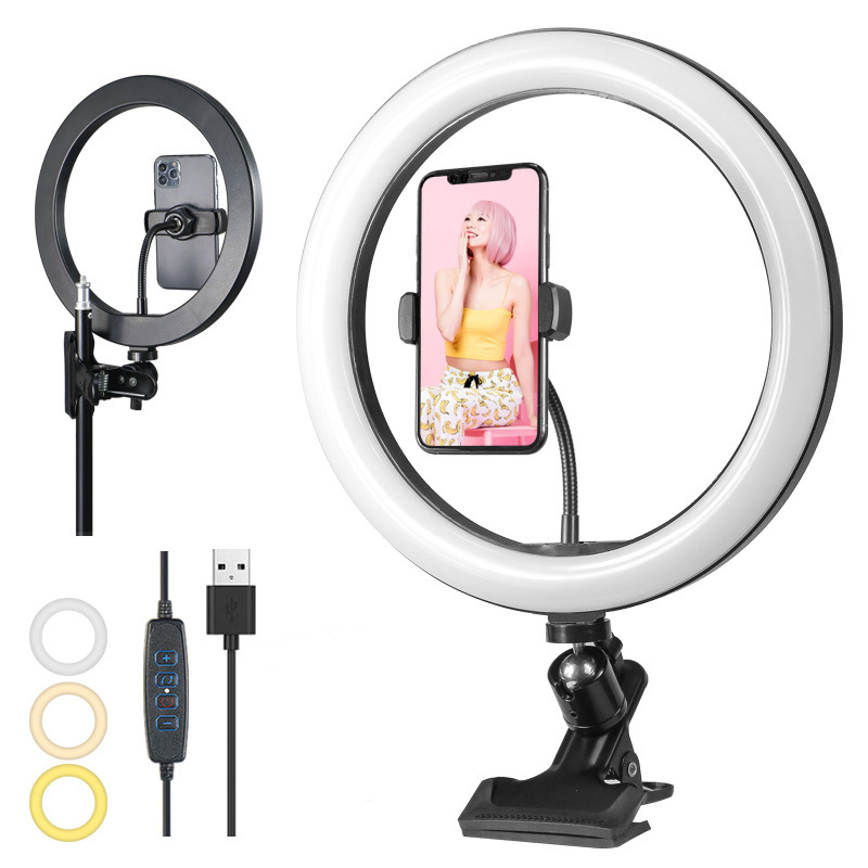 Led Ring Light - 調光可能なLEDリングライト、電話用USB自撮りランプ、ライブストリーミング、スタジオビデオ写真、プロ仕様の照明、26cm