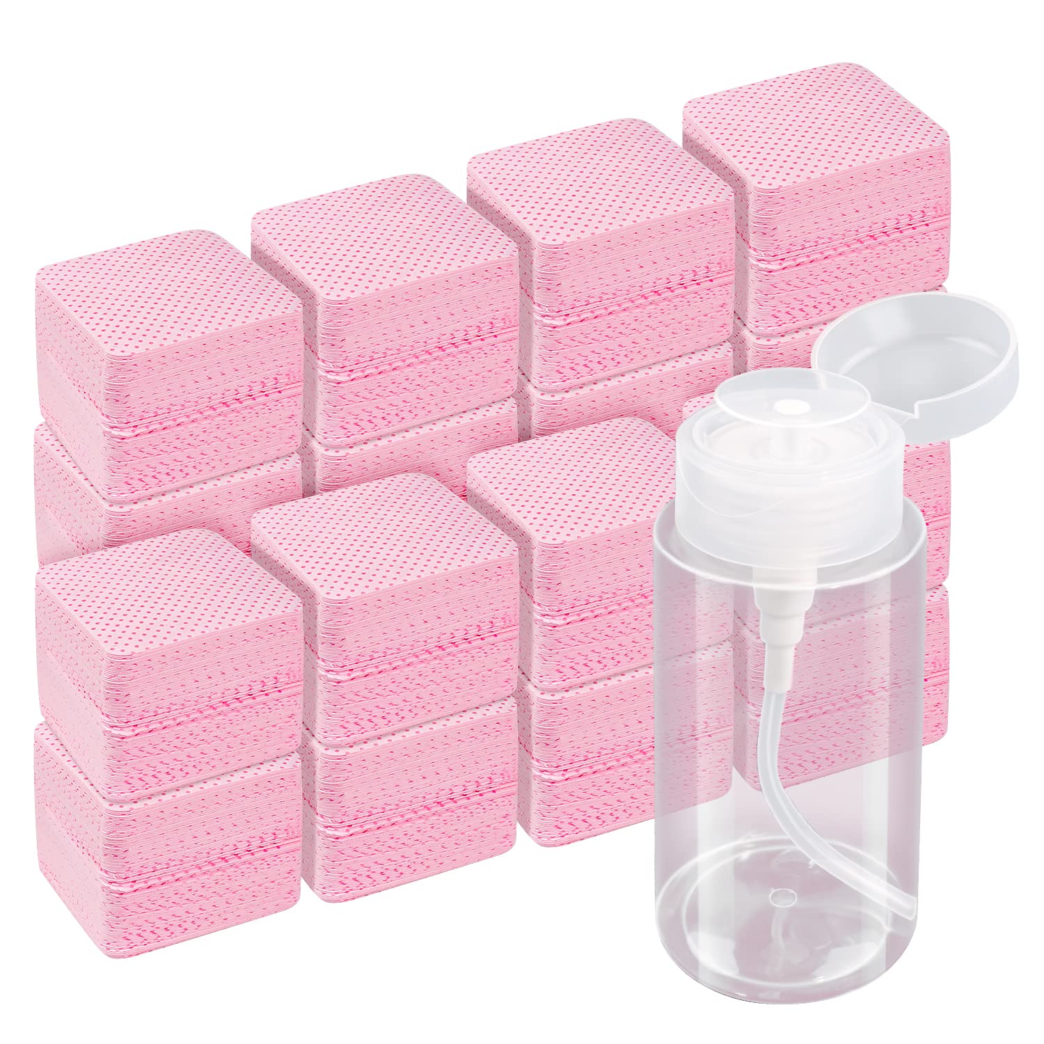Gel Nail Polish - 20/600枚入り リントフリー ネイルワイプ 不織布コットン ネイルプレップパッド ワンタッチポンプディスペンサーボトル付き