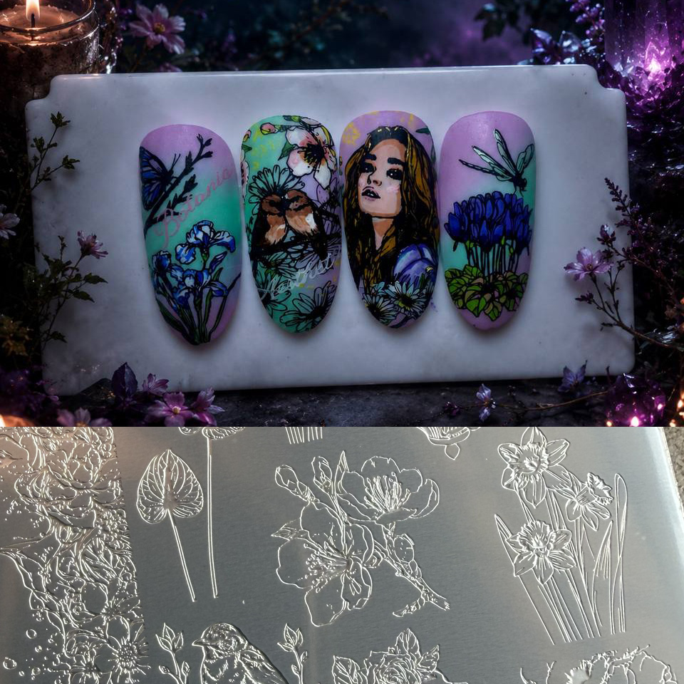 Nail Art Stamping Kit - XMQ ネイルアートスタンピングプレート 鳥 蝶 テンプレート 花