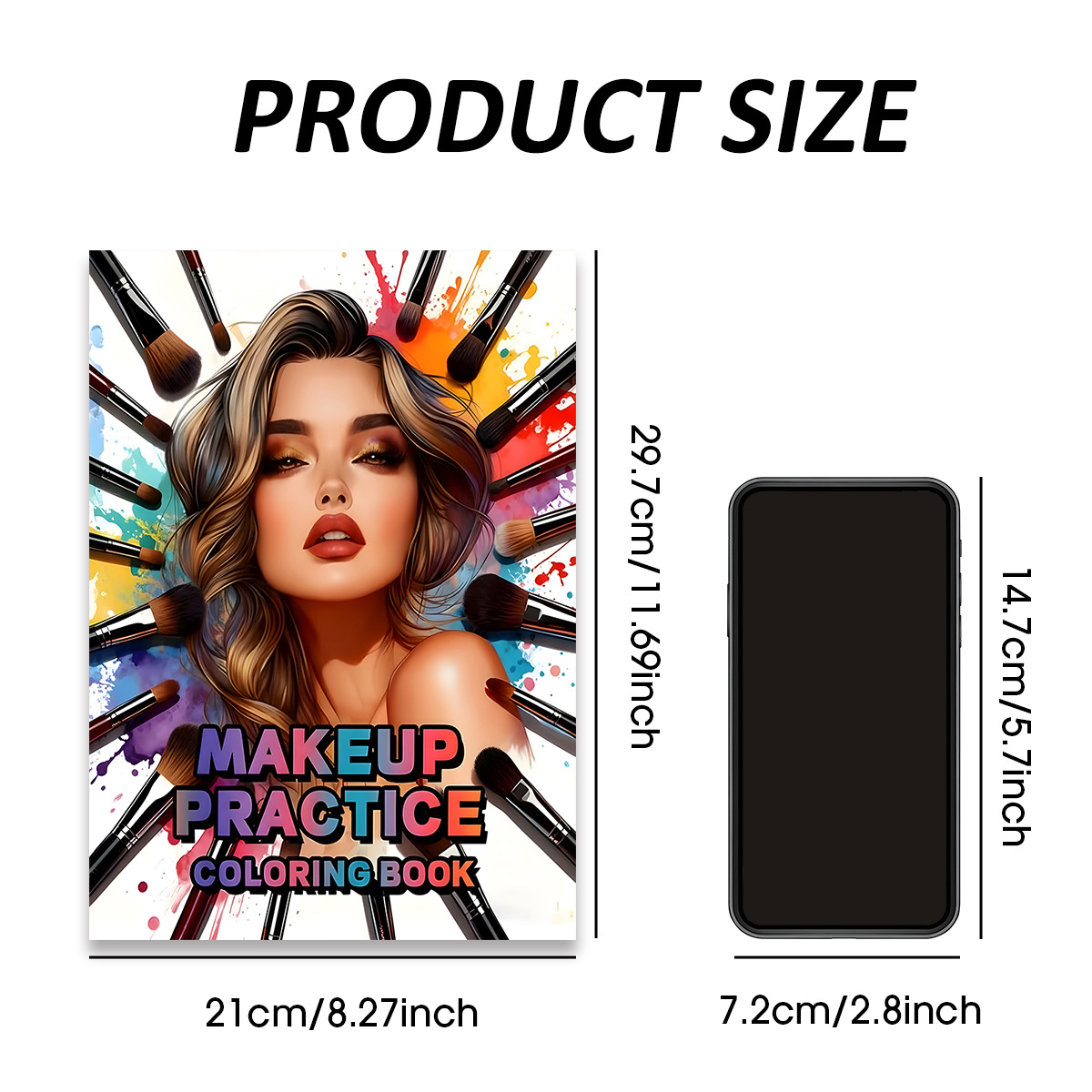 Beauty Makeup Book - メイクアップ練習用塗り絵ブック 美容女性 メイクブラシ グラムファッション フェイスデザイン ストレス解消
