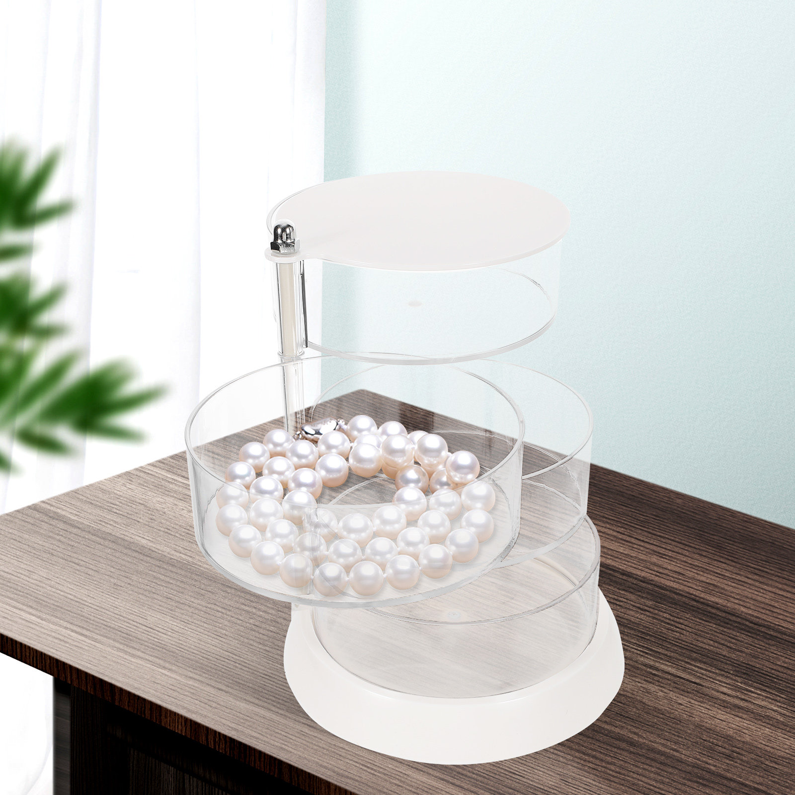 Beauty Makeup Organizer - 4段回転式メイクアップオーガナイザーボックス（パウダー、ビューティーエッグ、ジュエリー、ヘアアクセサリー収納用）