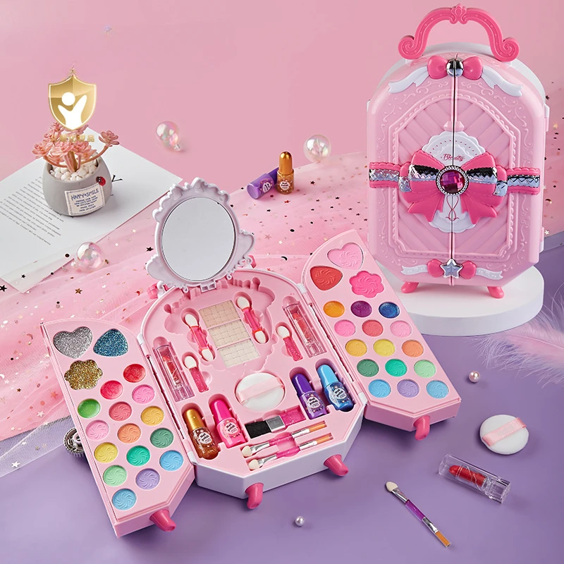 Beauty Y Makeup - 女の子のための安全な化粧品おもちゃ,王女の化粧品,アイシャドウ,マニキュア,無毒の美容セット,洗えるメイク,誕生日プレゼント,ファッション