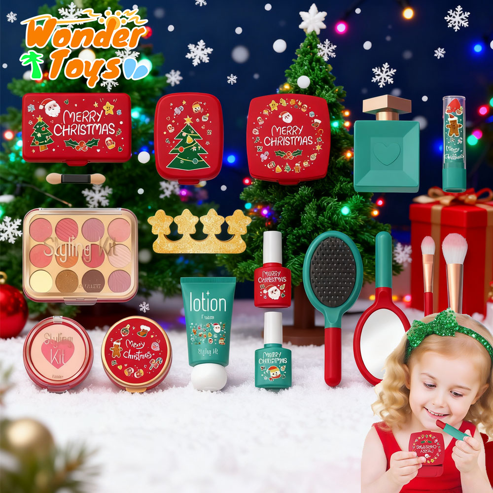 Beauty Makeup Set For Kids - 子供用メイクアップセット、子供用リップスティック、おしゃれな美容おもちゃセット、ごっこ遊びおもちゃ、クリスマス限定版セット、子供向け