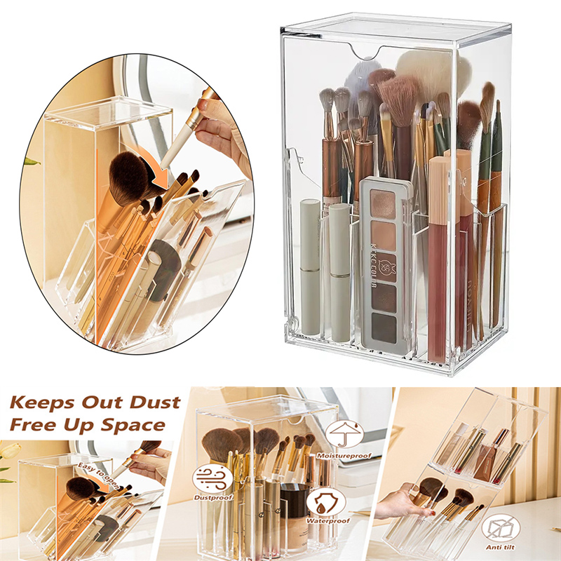Beauty Makeup Organizer - メイクブラシホルダーオーガナイザー クリアデスク Comestic ツールオーガナイザー 17 スロット付き