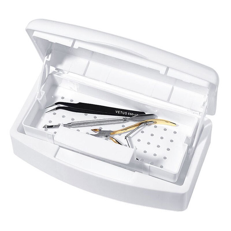 Beauty Makeup Organizer - マニキュアツール美容器具滅菌トレイネイルツール内部消毒ボックス取り外し可能なクリーニングネイルツール収納ボックス