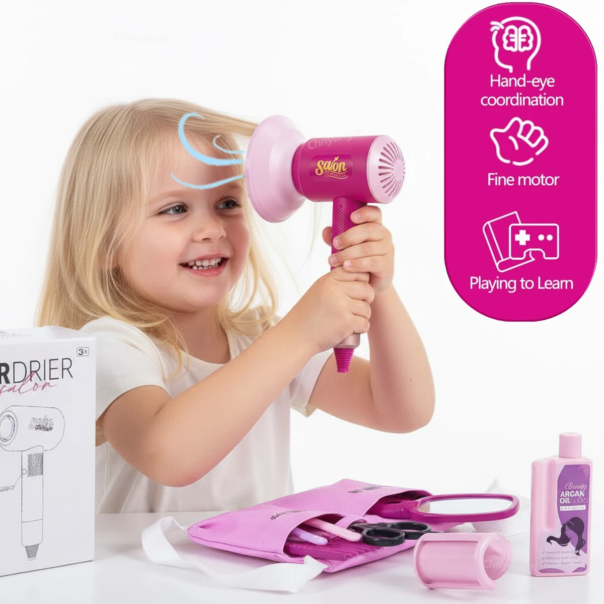 子供用ビューティーサロンセット、ごっこ遊び用ヘアドライヤー、 - Beauty Makeup Set For Kids のレビューと価格