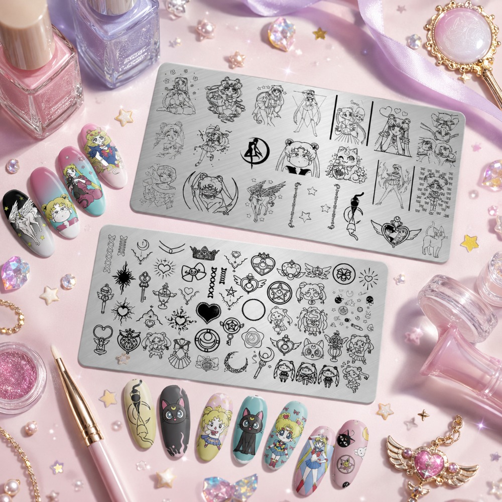 セーラームーンアニメネイルスタンピングプレート、かわいい漫画 - Nail Art Stamping Kit のレビューと価格
