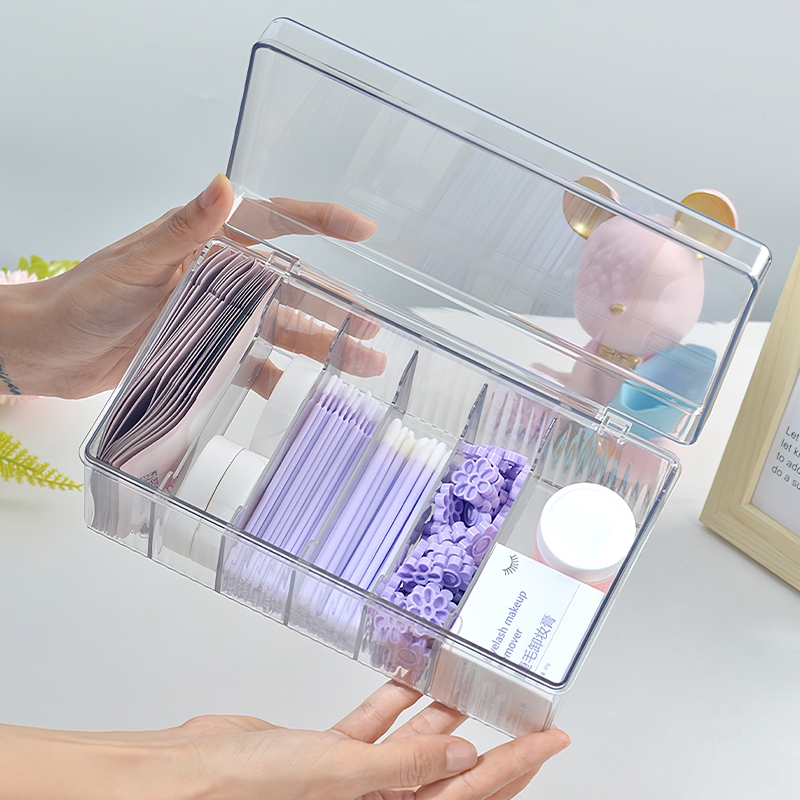 まつげエクステ用の透明な収納ボックス,美容アクセサリー,綿棒 - Beauty Makeup Organizer のレビューと価格