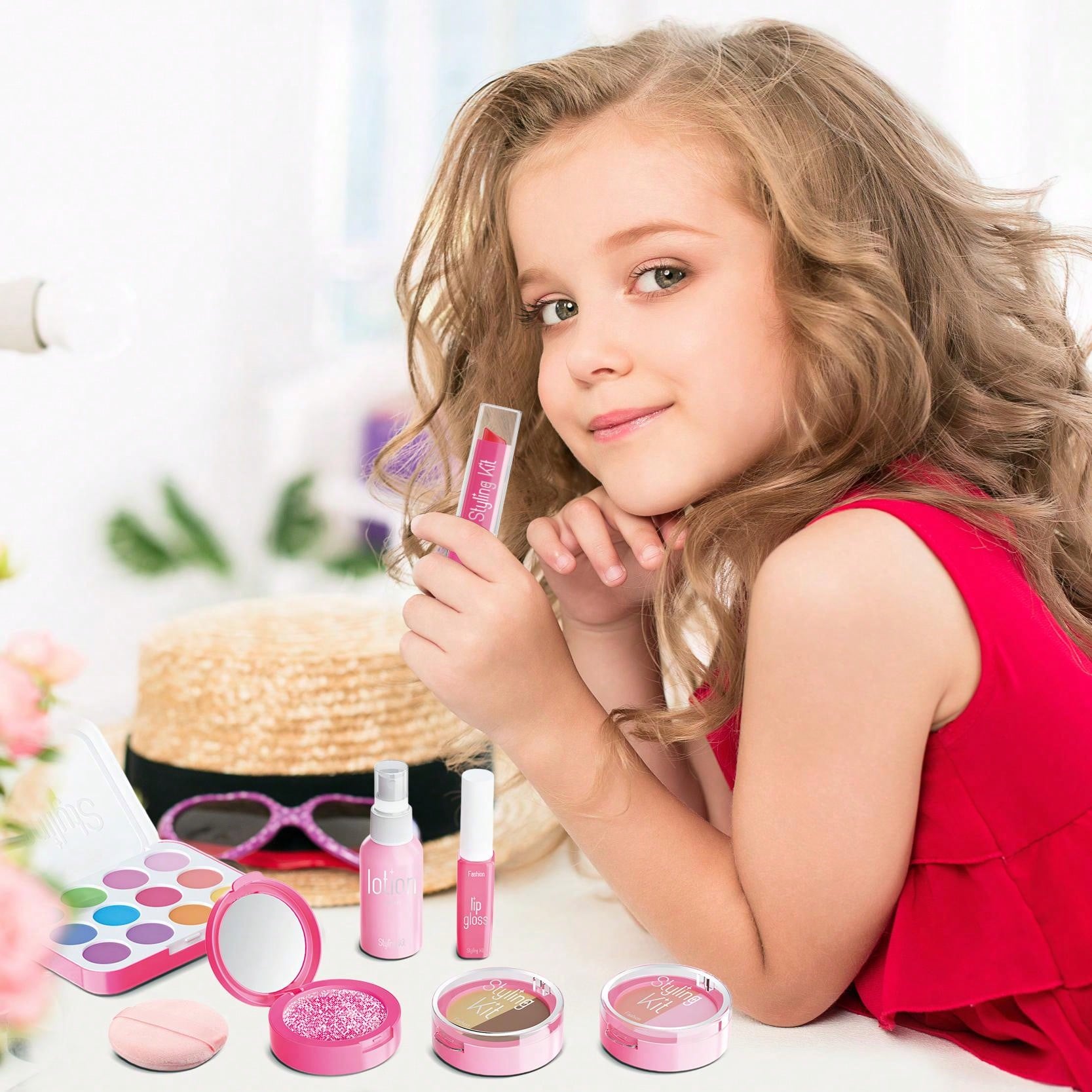 女の子のための模造メイクアップセット,子供の化粧品,シミュレ - Beauty Makeup Set For Kids のレビューと価格