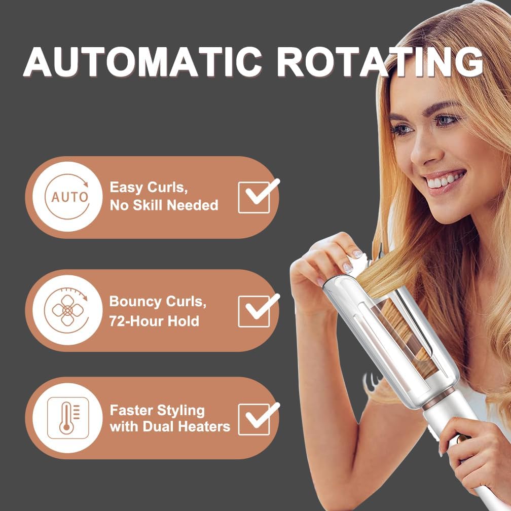 自動回転カーリングアイロン-ビーチウェーブカーリングワンド、 - Hair Curling Wand のレビューと価格