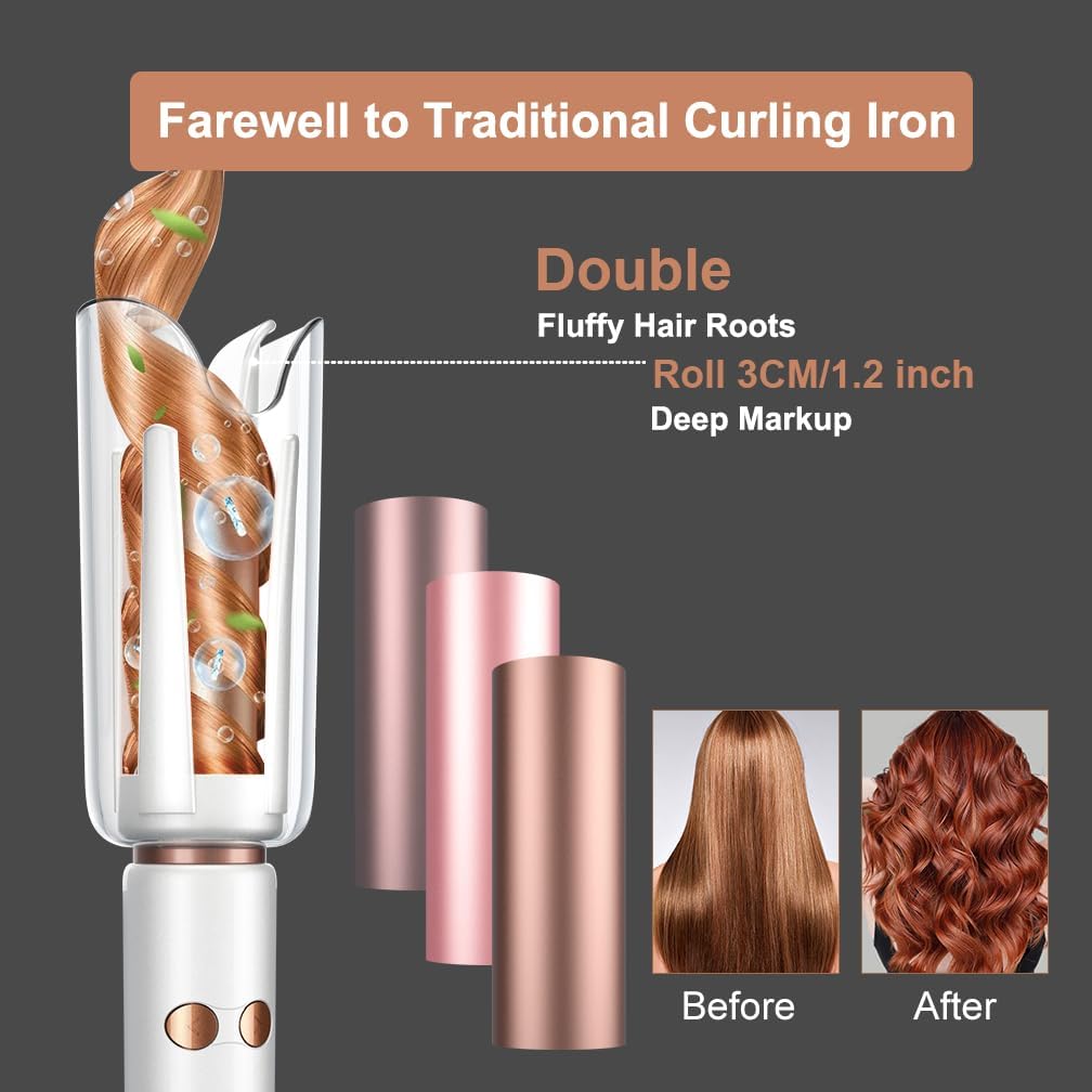 自動回転カーリングアイロン-ビーチウェーブカーリングワンド、 - Hair Curling Wand のレビューと価格