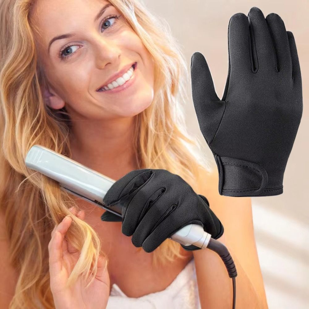 新しい5本指耐熱グローブ 再利用可能な黒のカーリングワンドグ - Hair Curling Wand のレビューと価格