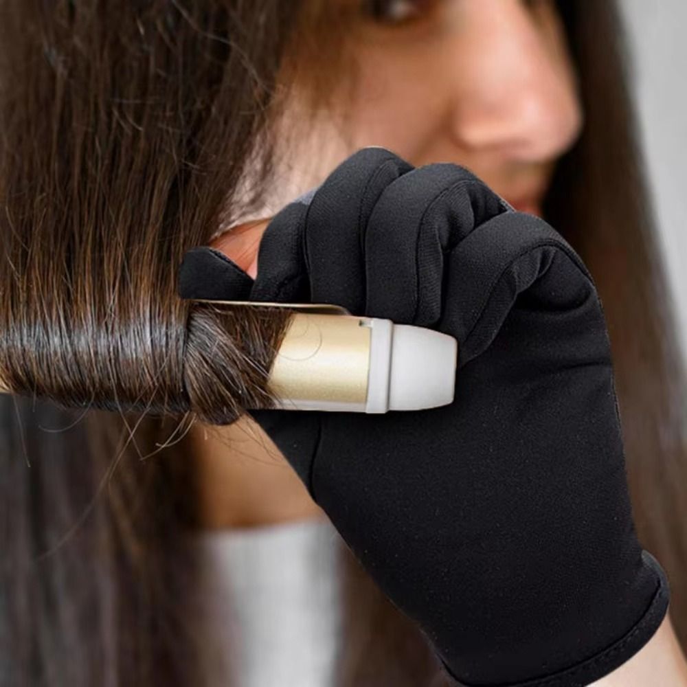 新しい5本指耐熱グローブ 再利用可能な黒のカーリングワンドグ - Hair Curling Wand のレビューと価格