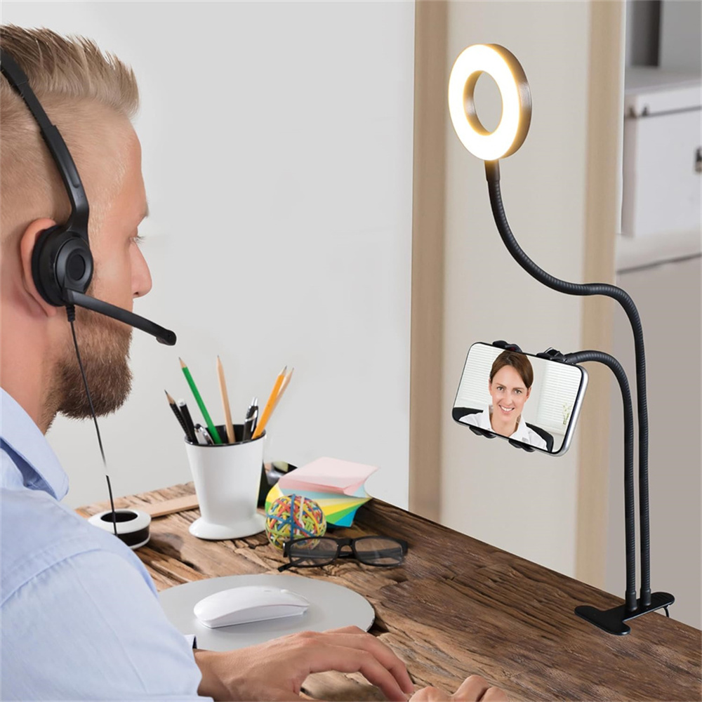 自撮りリングライト付きユニバーサルフレキシブル携帯電話ホルダ - Led Ring Light のレビューと価格