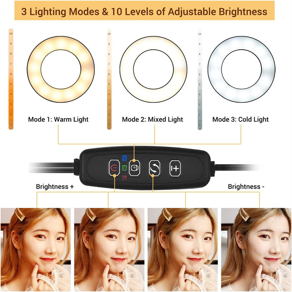 自撮りリングライト付きユニバーサルフレキシブル携帯電話ホルダ - Led Ring Light のレビューと価格