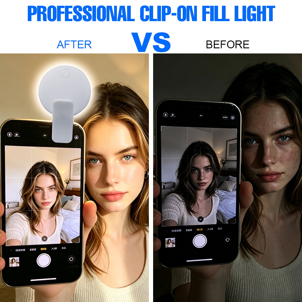 クリップ式LEDセルフィーフィルライト 3段階の明るさ 2つ - Led Ring Light のレビューと価格