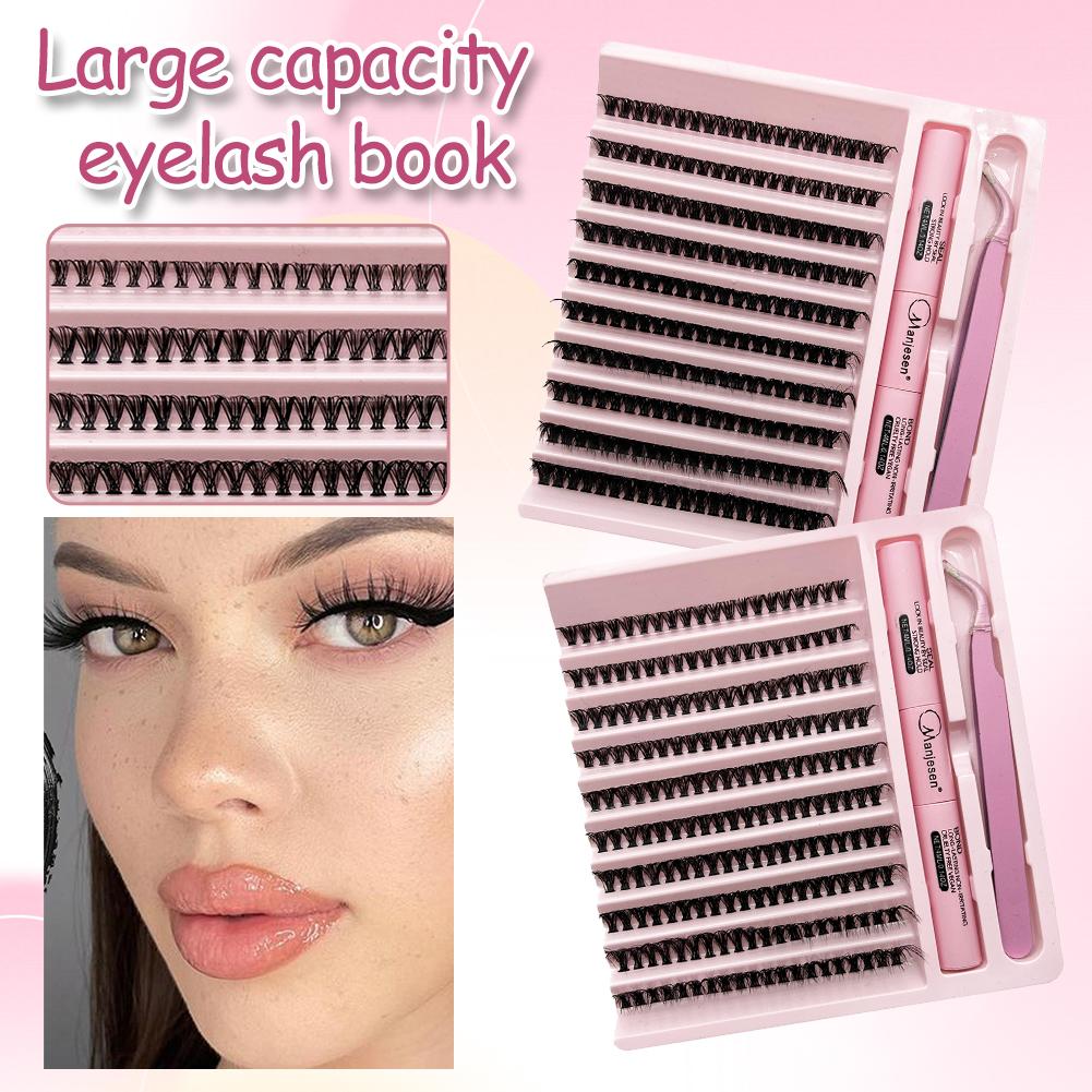延長つけまつげセット自然な高密度シングルクラスター大容量まつ - Beauty Makeup Book のレビューと価格