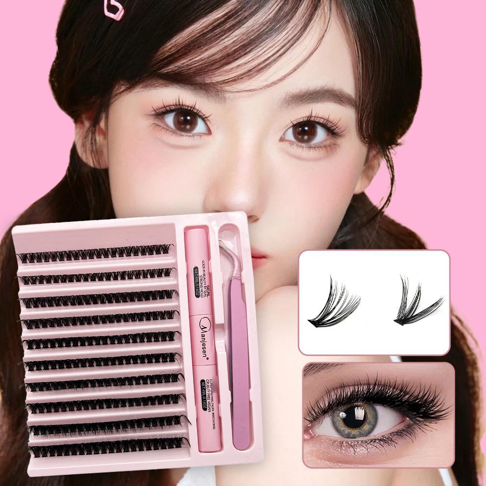 延長つけまつげセット自然な高密度シングルクラスター大容量まつ - Beauty Makeup Book のレビューと価格