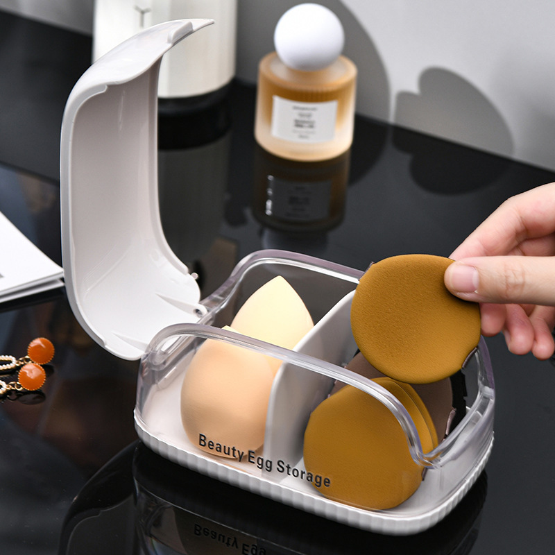 化粧スポンジ収納ボックス 蓋付き 防塵 ポータブルオーガナイ - Beauty Makeup Organizer のレビューと価格