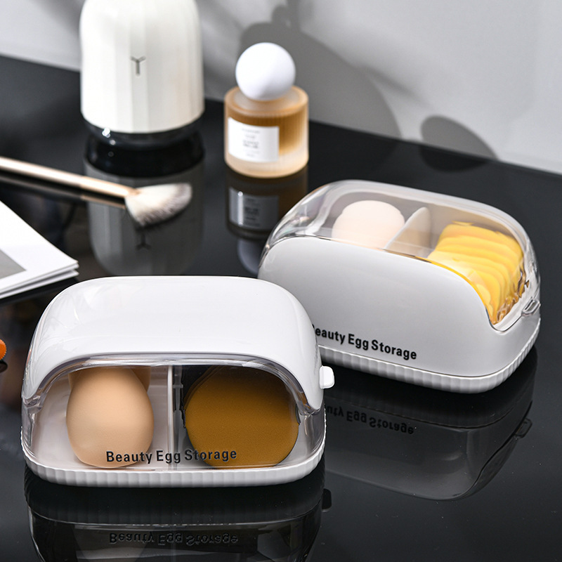 化粧スポンジ収納ボックス 蓋付き 防塵 ポータブルオーガナイ - Beauty Makeup Organizer のレビューと価格