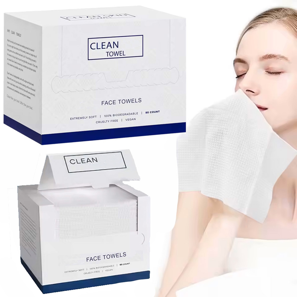 50枚入り使い捨てフェイスタオル　洗顔・メイク落とし　ドライ - Beauty Makeup Organizer のレビューと価格