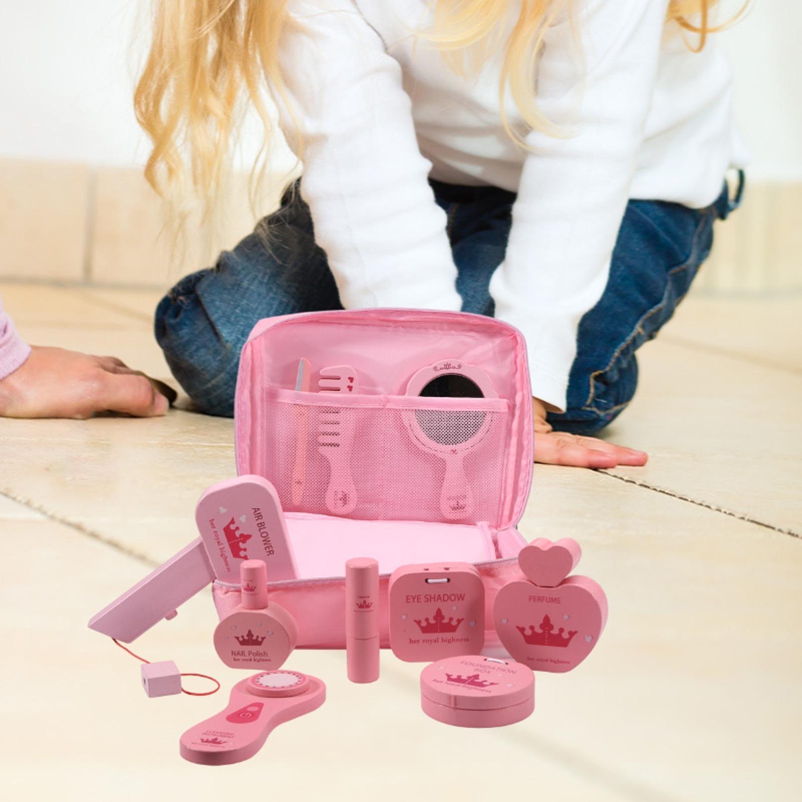 10個入りごっこ遊びメイクアップキット木製ビューティーサロン - Beauty Makeup Set For Kids のレビューと価格