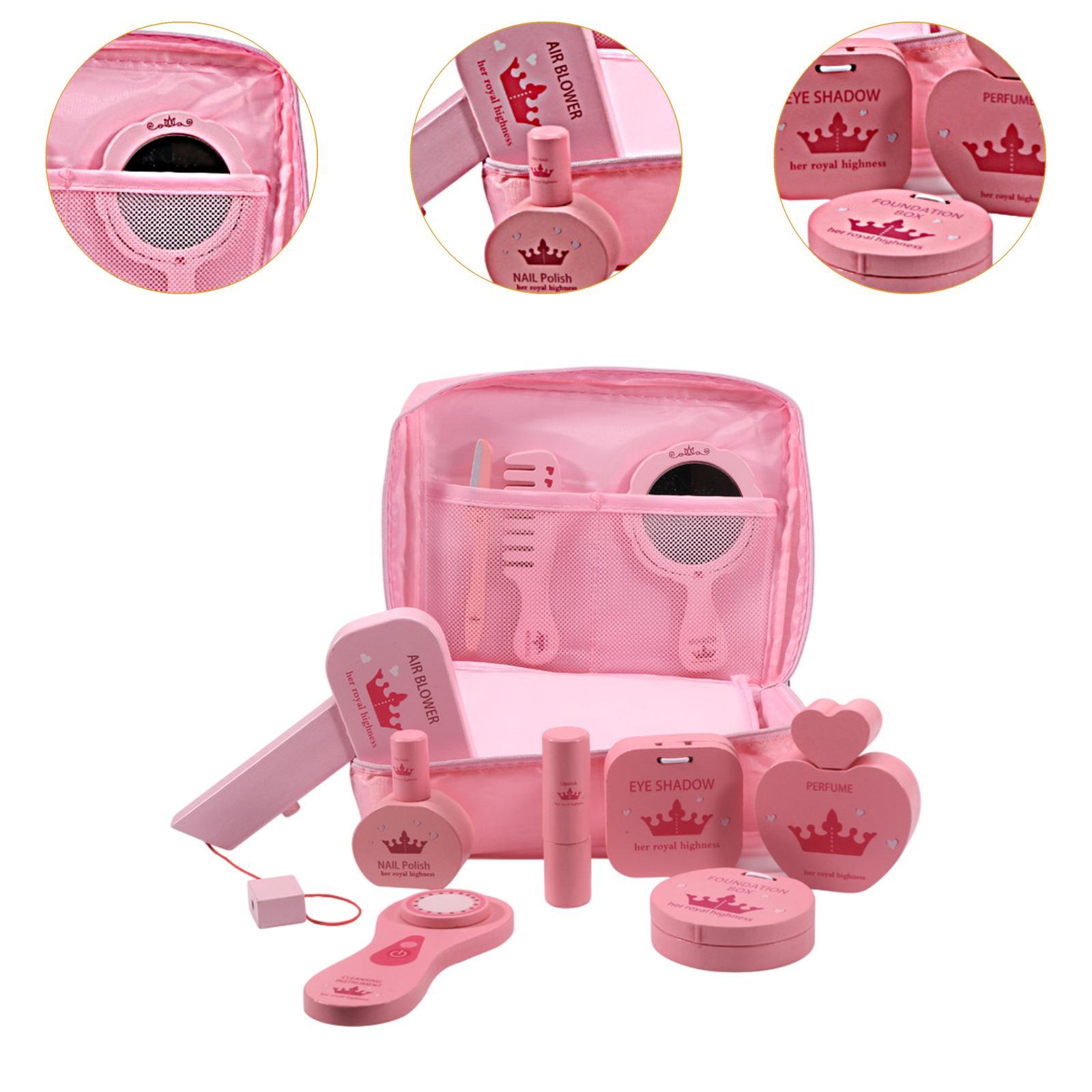 10個入りごっこ遊びメイクアップキット木製ビューティーサロン - Beauty Makeup Set For Kids のレビューと価格