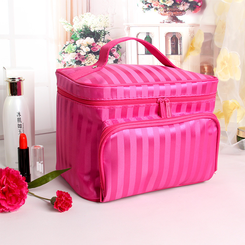    大容量女性化粧品バッグストライプ柄オーガナイザーメイ - Beauty Makeup Organizer のレビューと価格