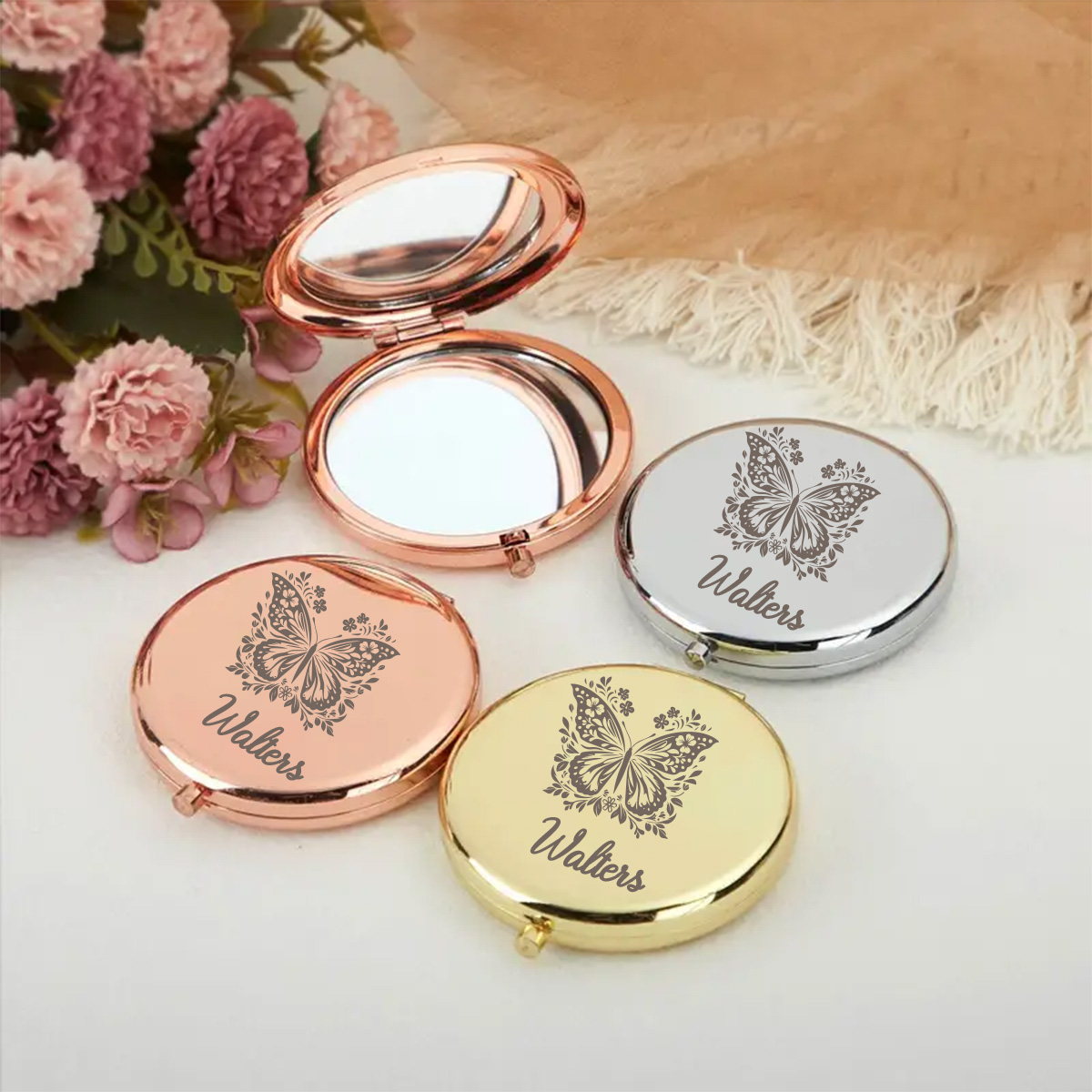 1pc クリエイティブ美しい蝶カスタマイズされた名前付きミラ - Beauty Y Makeup のレビューと価格