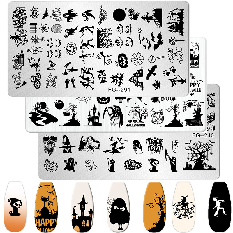漫画のハロウィーンのネイルアートスタンピングプレート、アニメ - Nail Art Stamping Kit のレビューと価格