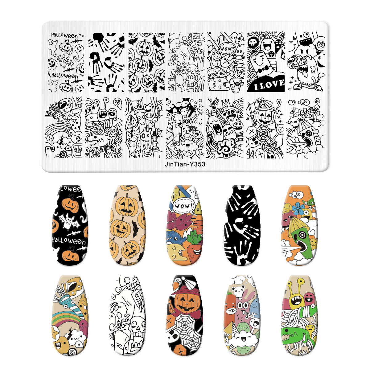 漫画のハロウィーンのネイルアートスタンピングプレート、アニメ - Nail Art Stamping Kit のレビューと価格
