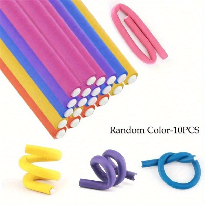 10pc 柔軟なヒートレスヘアローラー曲げやすいツイストカー - Hair Curling Wand のレビューと価格